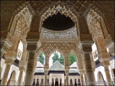 Patios de los Leones en la Alhambra de Granada